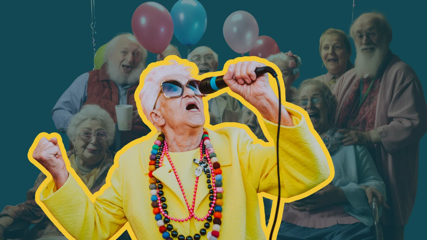 Group of seniors enjoying community event